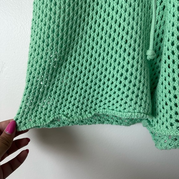 NEW WeWoreWhat Mint Green Crochet Drawstring Shorts Size Medium - Picture 6 of 9